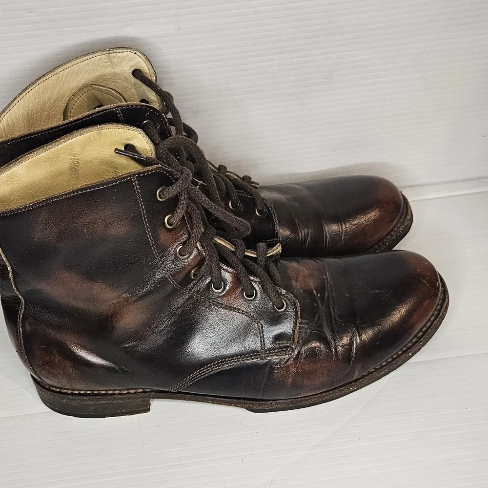BED|STÜ Cobbler Series Men’s Two-Tone Brown Leather Lace-Up Boots – Handcrafted